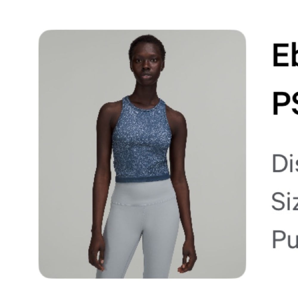 Lululemon ebb to street crop tank